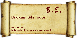 Brokes Sándor névjegykártya